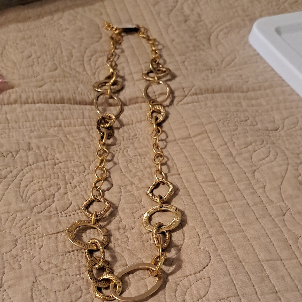 Chico's Gold Circular Pattern Necklace